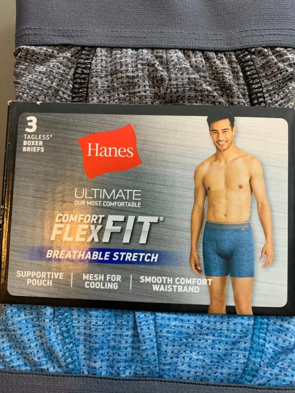 Hanes Men's Ultimate ComfortFlex Stretch Boxer Briefs, Multicolor 3-Pack, Small